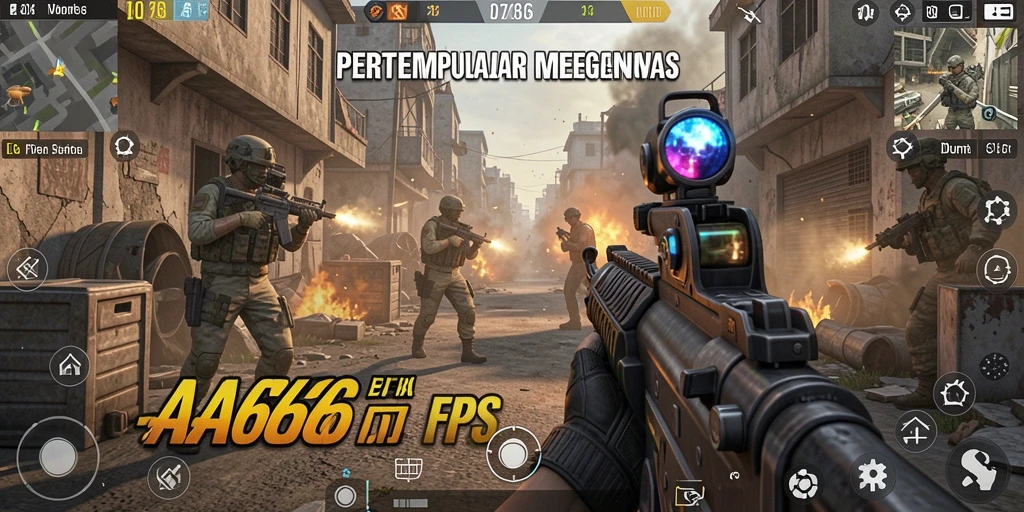 Gameplay intens yang menampilkan aksi tembak-menembak di AA666.