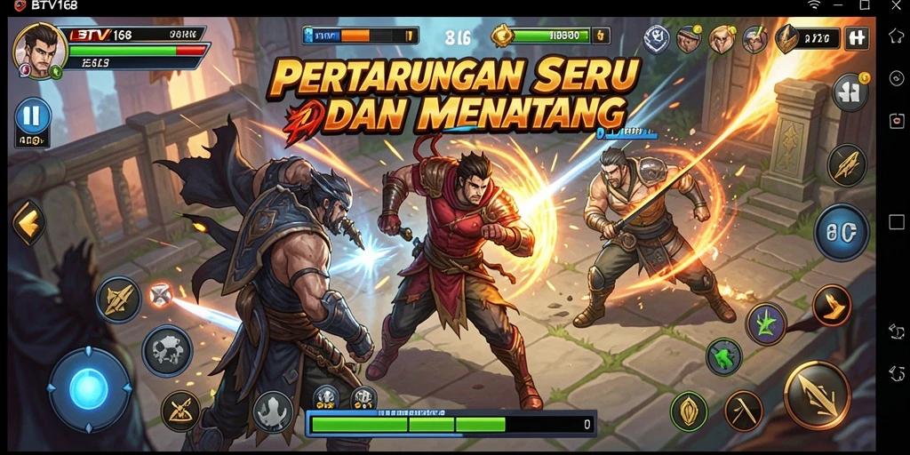 Tampilan seru pertarungan dalam BTV168 dengan karakter unik.