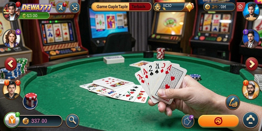 Tampilan gameplay seru DEWA777 dalam permainan Gaple.