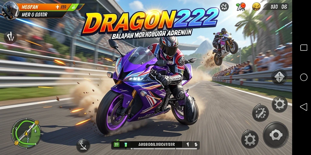 Tampilan gameplay menegangkan dari balapan motor di DRAGON222.