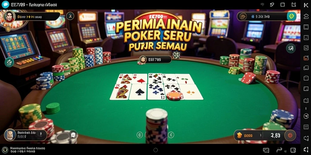 Screenshot EE789 menampilkan gameplay poker yang seru dan menegangkan.