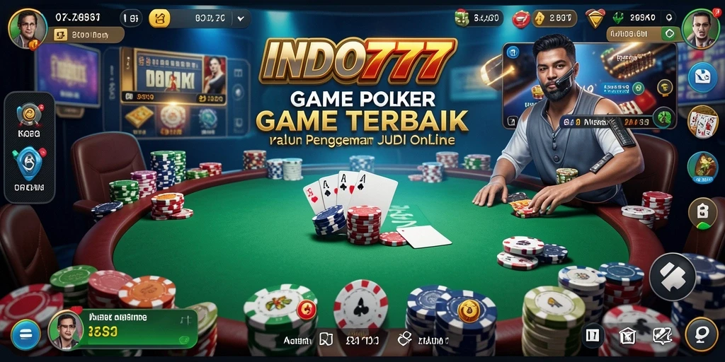 Screenshot gameplay INDO777 menampilkan aksi poker yang seru dan interaktif.