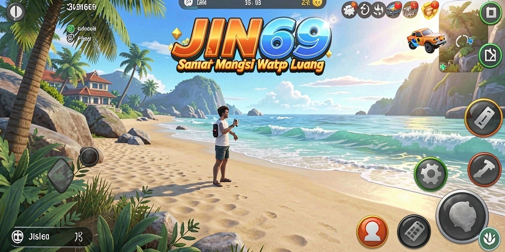 Screenshot gameplay JIN69 menampilkan karakter lucu dalam aksi.