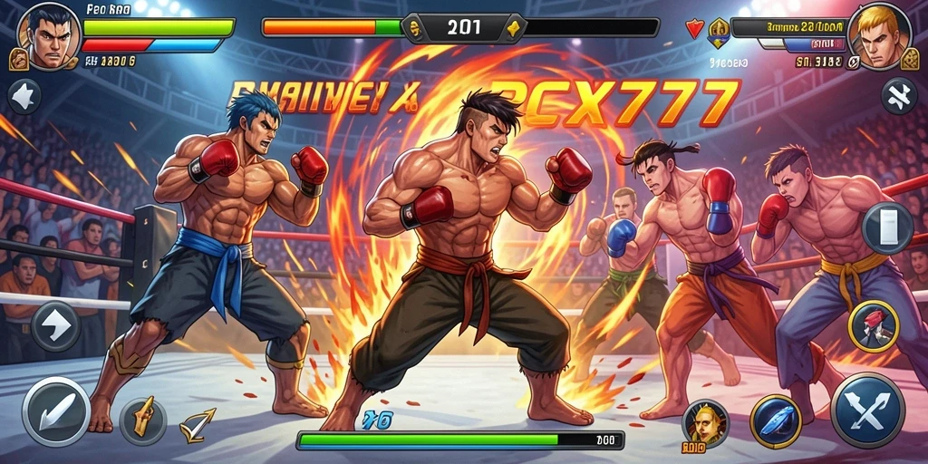 Tampilan exciting gameplay bertarung di PCX777 yang mendebarkan.