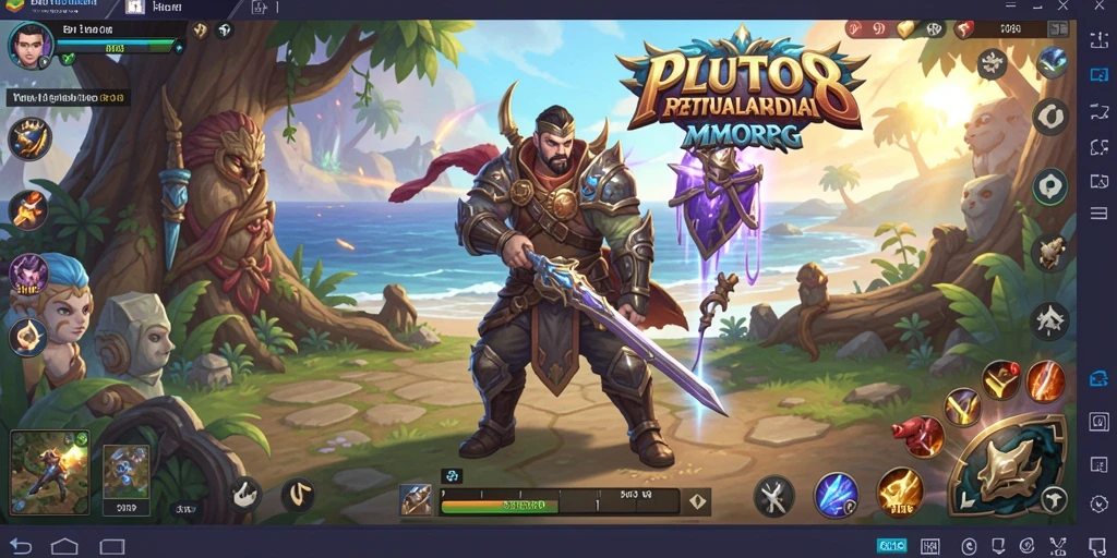 Tangkapan layar utama PLUTO88 menampilkan aksi pertarungan yang mendebarkan di dunia MMORPG.
