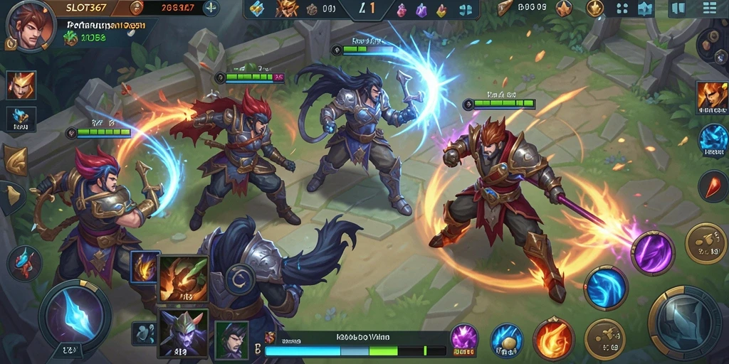 Tampilan gameplay dari SLOT367 menunjukkan aksi seru pertarungan MOBA.
