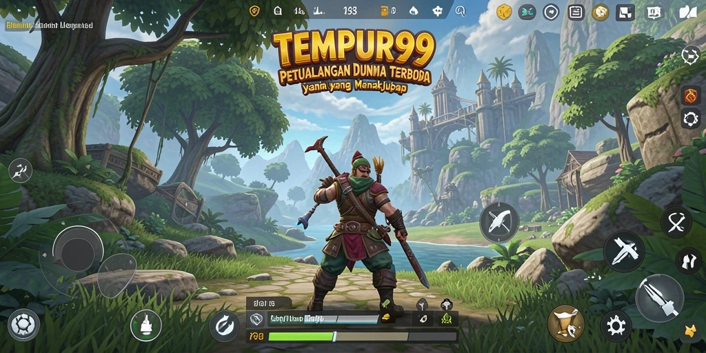 Tampilan gameplay TEMPUR99 yang menakjubkan dalam dunia terbuka.